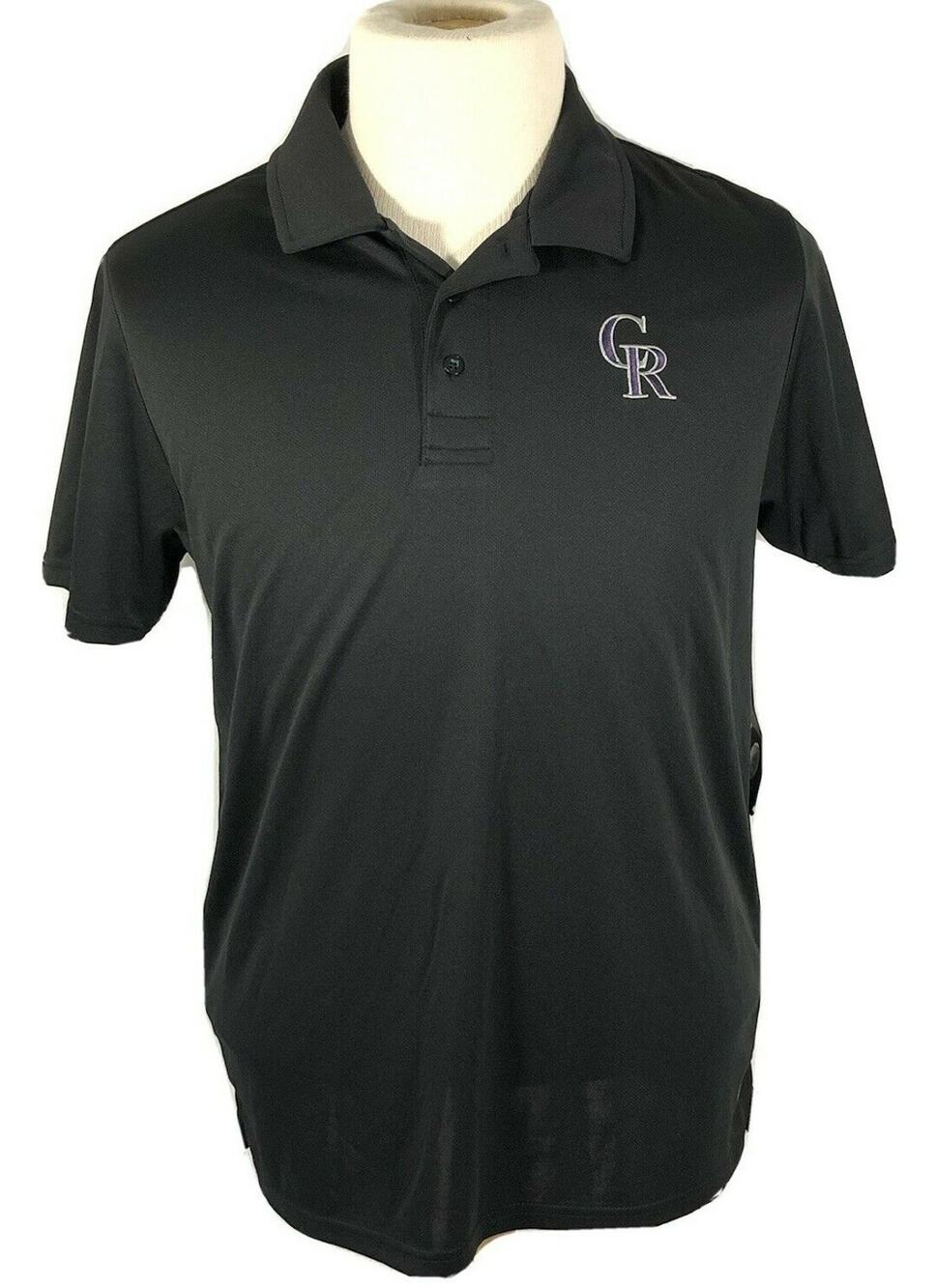 Colorado Rockies Polo Shirt Men's Medium Black Polyester New